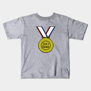Took a Shower Gold Medal Kids T-Shirt